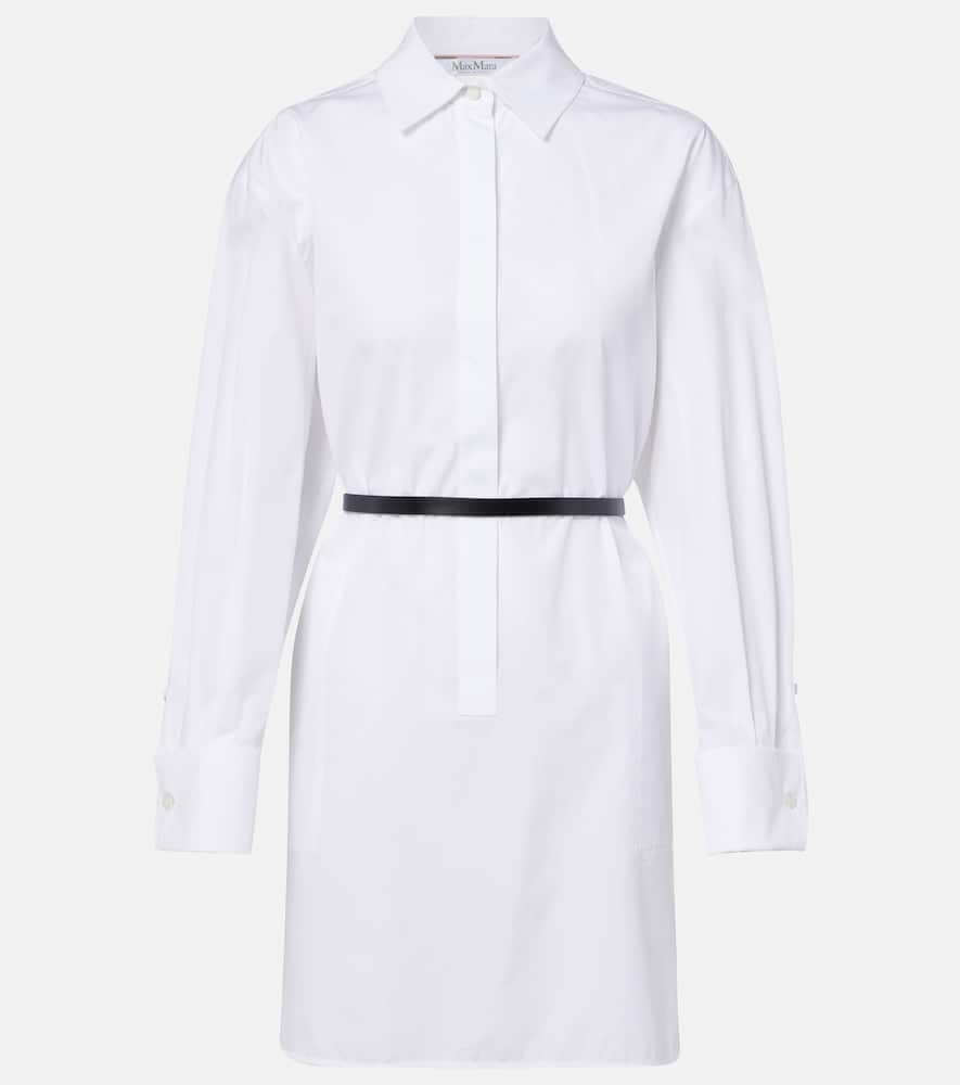 

Хлопковое платье-рубашка из поплина с поясом Max Mara, Bianco Ottico