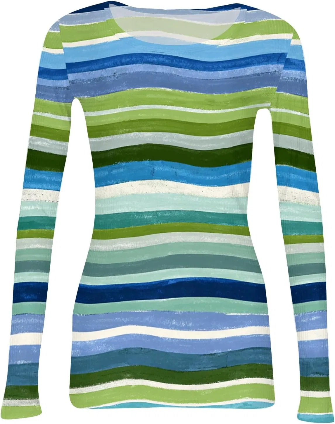 Футболка с принтом, женская, Long Sleeve, Generic, B Blue — фото 4