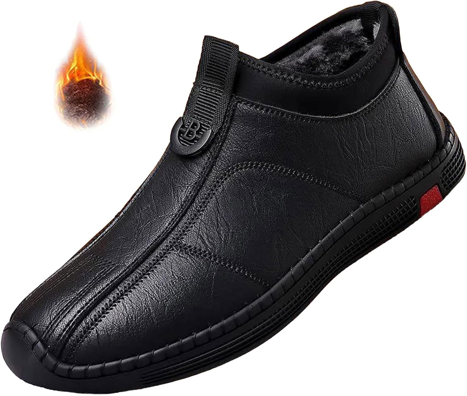 

Мужские кожаные лоферы на ручной строчке, модные ботинки-чукка из телячьей кожи до щиколотки с термальной бархатной подкладкой и невидимым увеличением роста Angrymonkey, черный