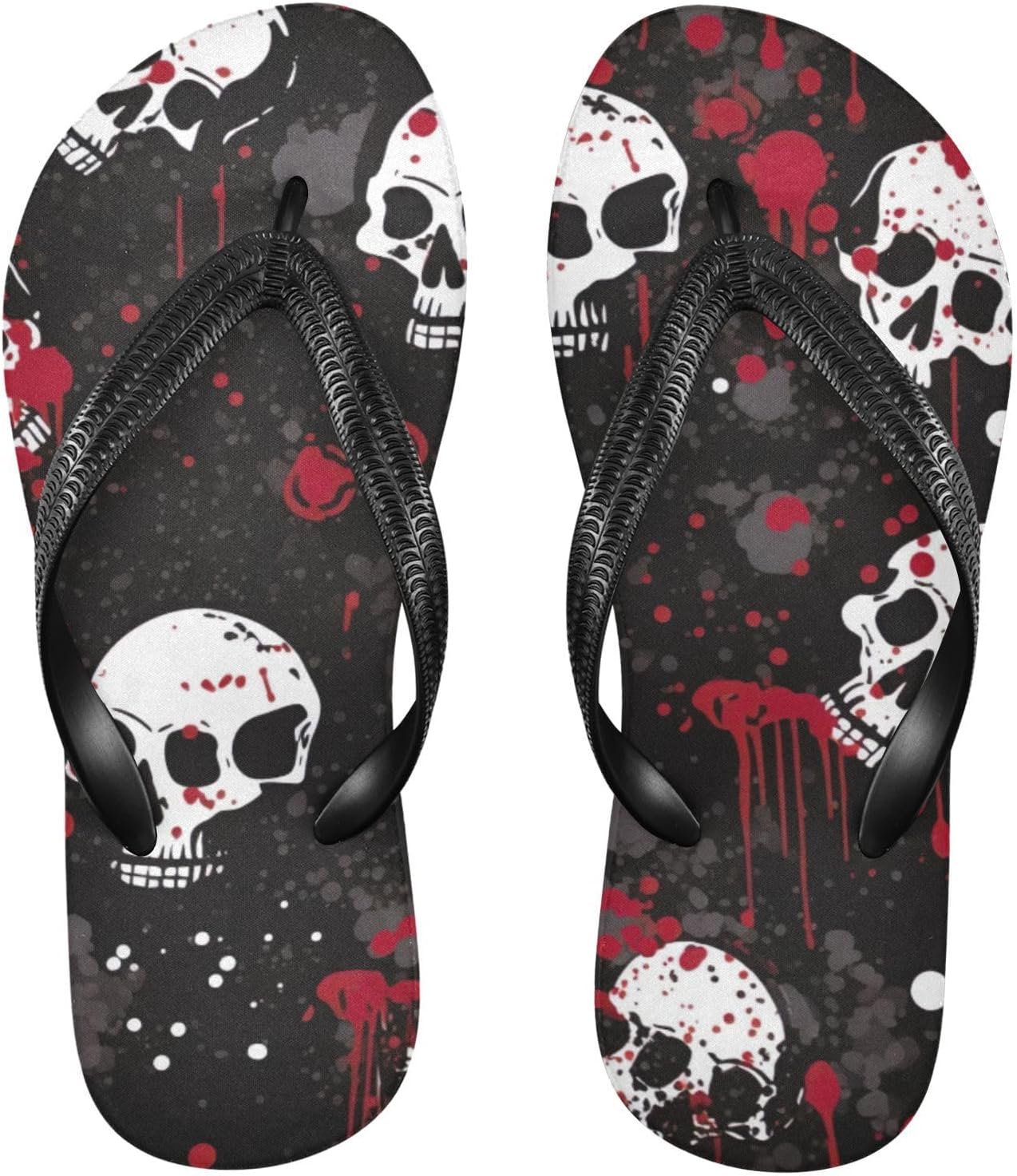 

Женские и мужские пляжные шлепанцы Skull черно-красные, летние, повседневные, для душа Kfbe