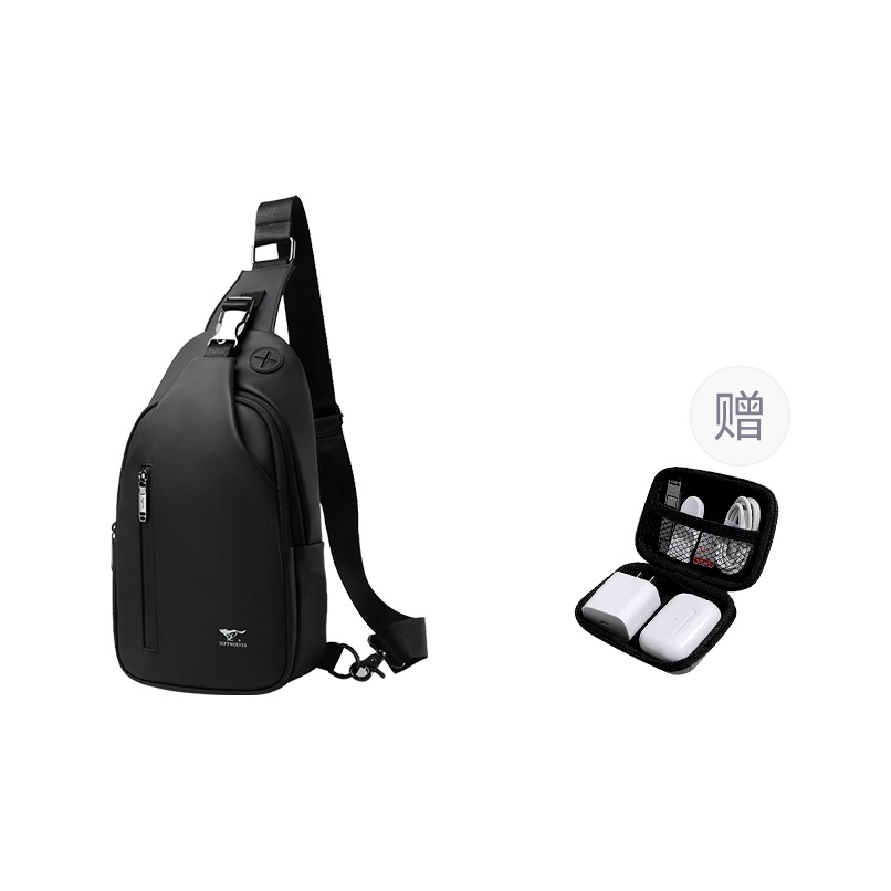 

SEPTWOLVES Кожаная наплечная сумка через плечо поясная сумка слинг-барсетка мужская черная, Black (Comes with Earphone Case)