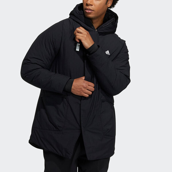 Пуховик adidas Wuji Down Jkt Series Outdoor Sports Stay Warm mid-length hooded down Jacket Black, черный — фото 2