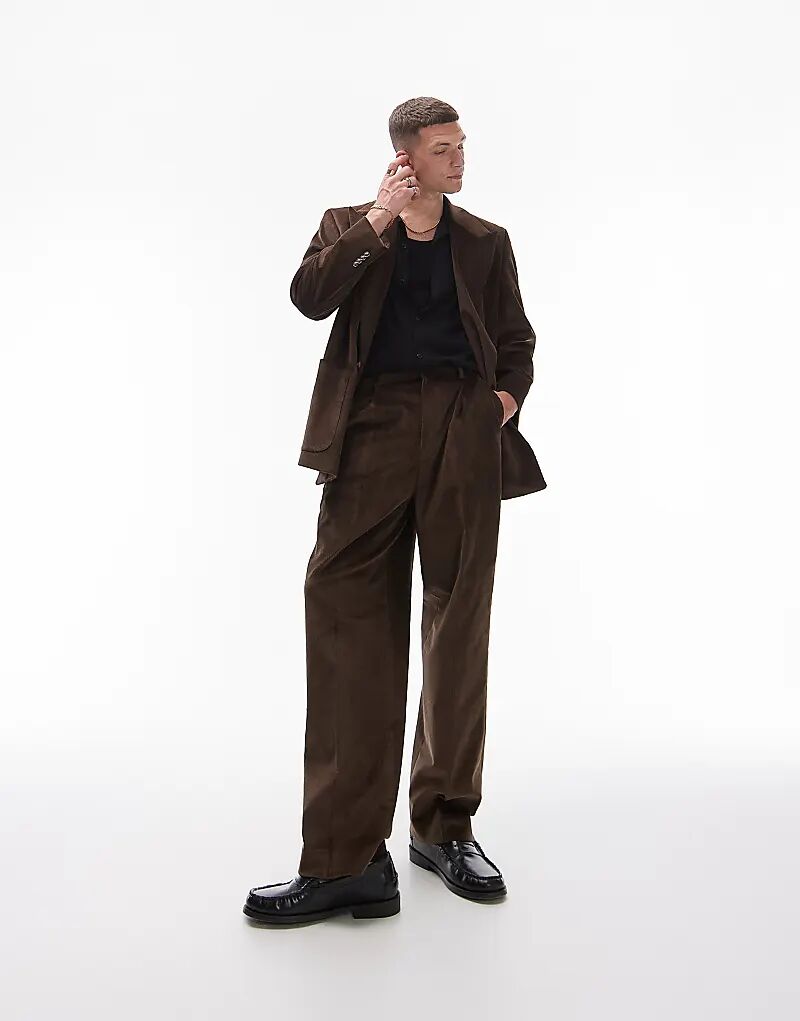 

Брюки Topman коричневые широкие из вельвета