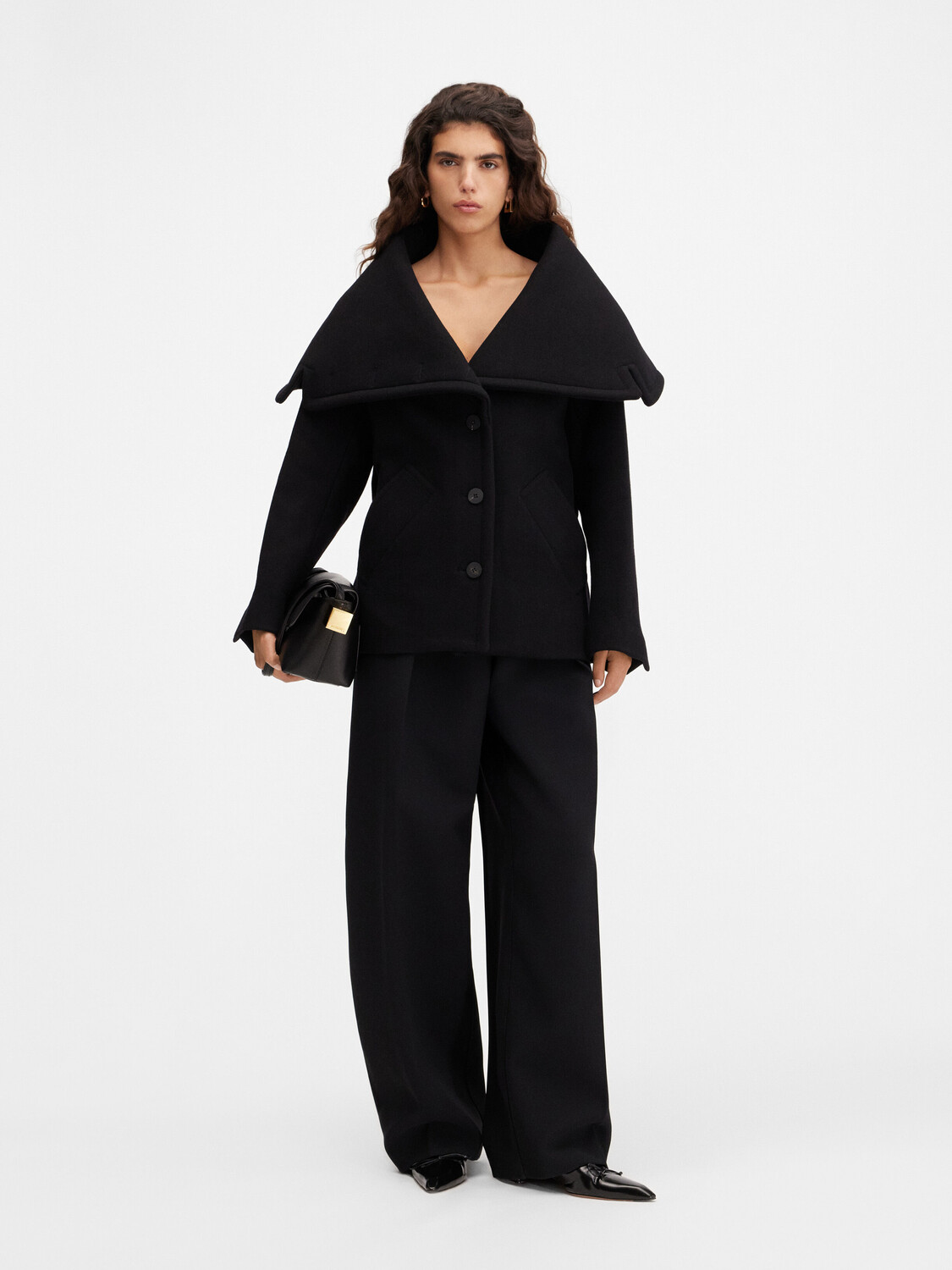 

Пиджак с драпированным воротником JACQUEMUS The Caruso peacoat, черный
