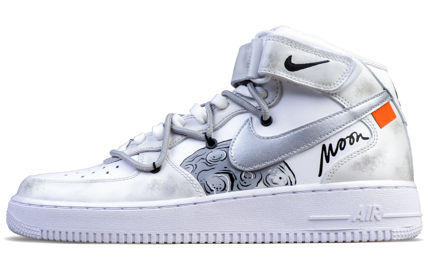 

Nike Air Force 1 07 Mid Top мужские скейтбордские кроссовки черно-бело-серые