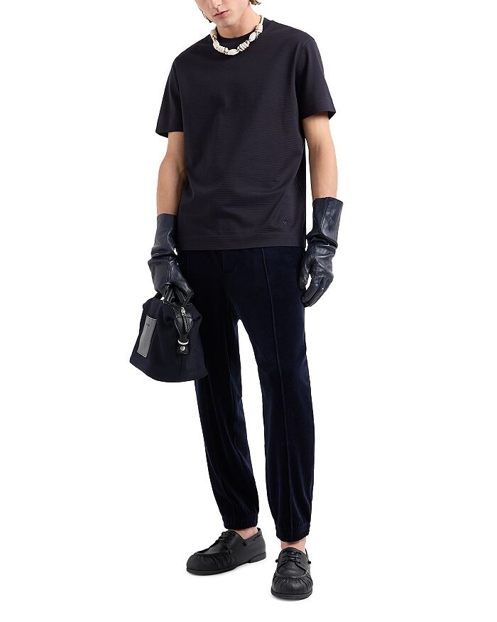 

Жаккардовая футболка Emporio Armani со сплошным рисунком, синий