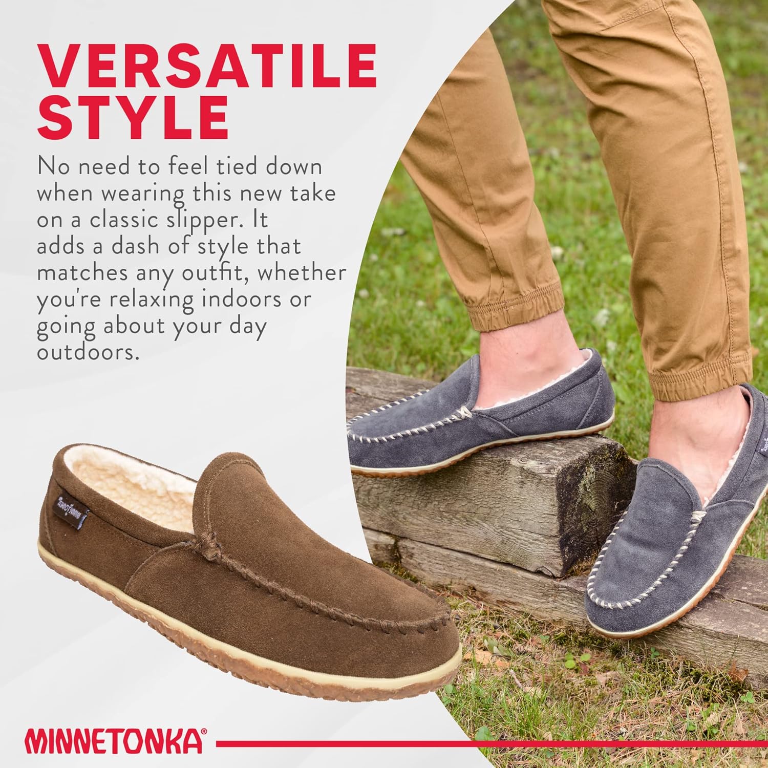 Мужские мокасины Minnetonka Tilden из замши для дома и улицы, коричневый — фото 4