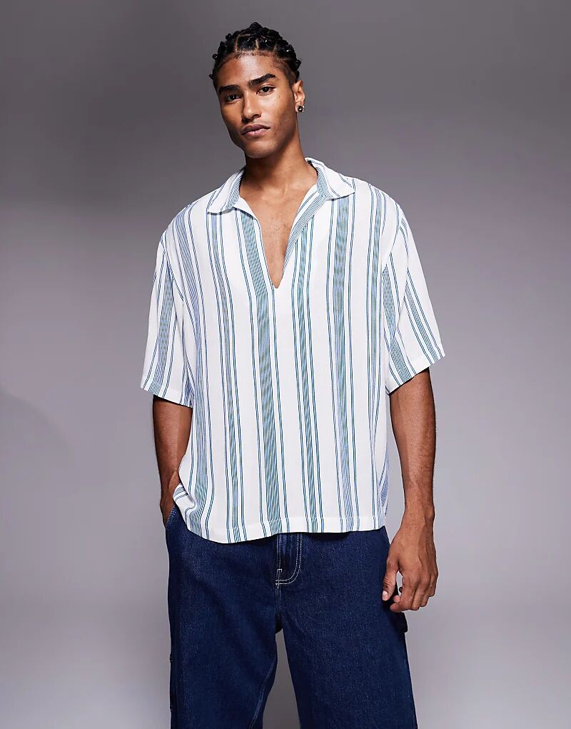 

Рубашка свободного кроя ASOS DESIGN в синюю полоску