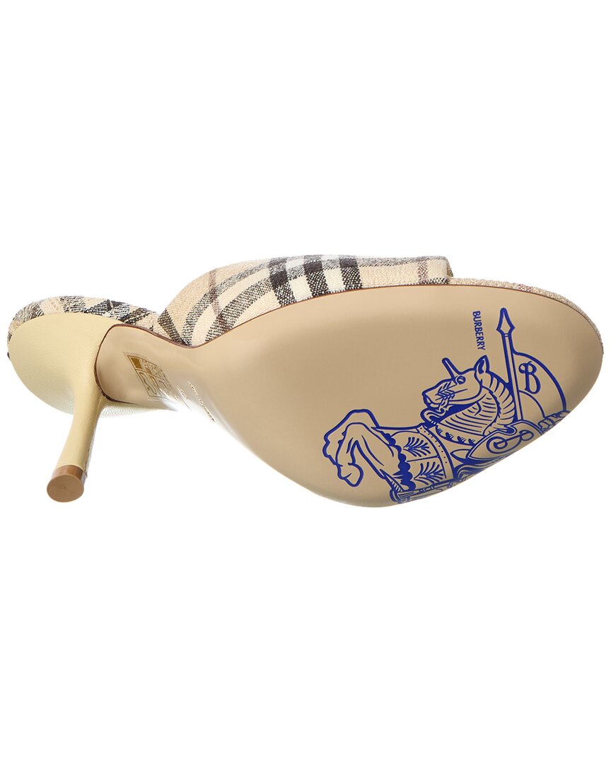 Burberry Mews Check Linen Sandal, бежевый — фото 4