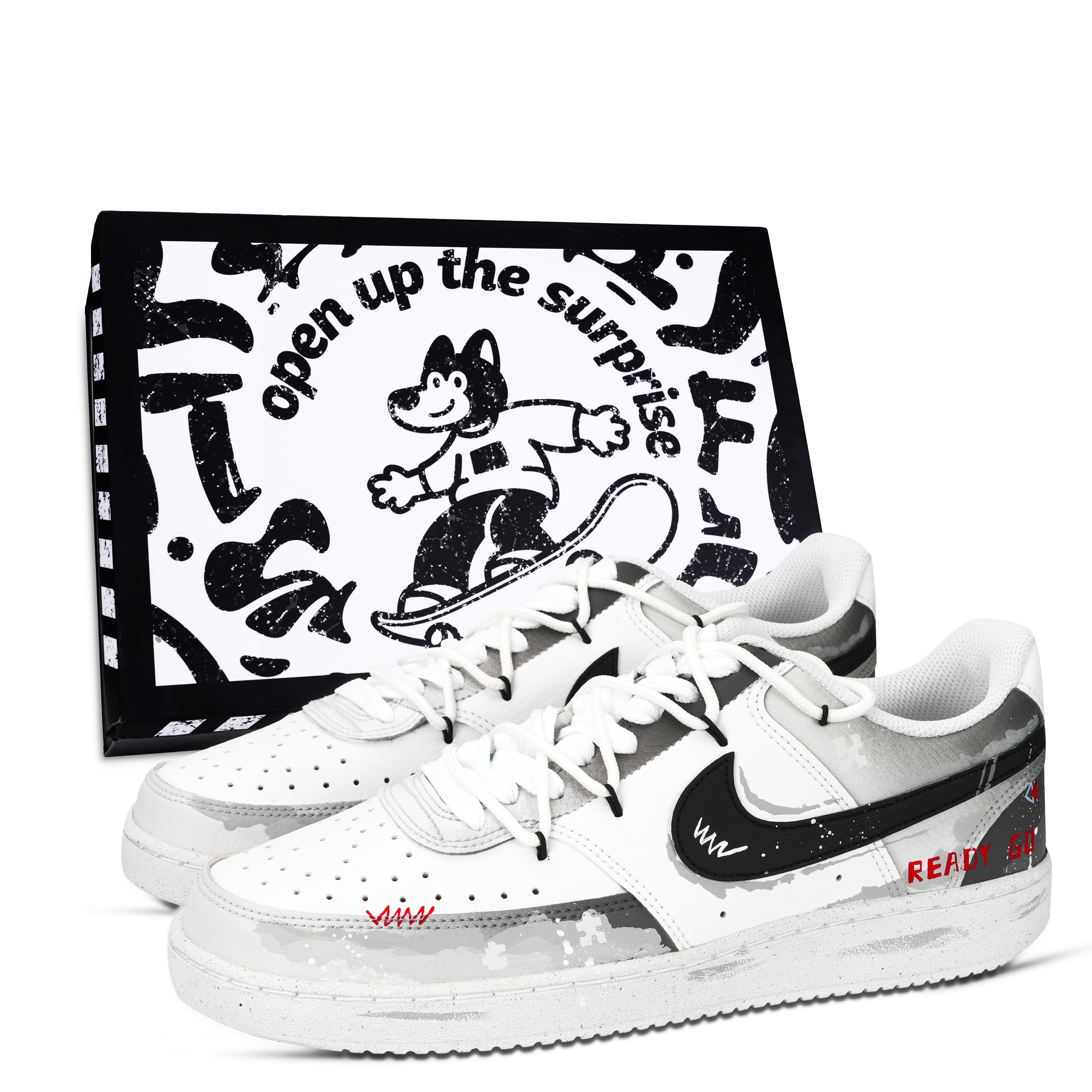 Nike Игровая консоль Court Vision 1, черная коробка, износостойкие низкие кроссовки для скейтборда, унисекс, черные, белые, красные