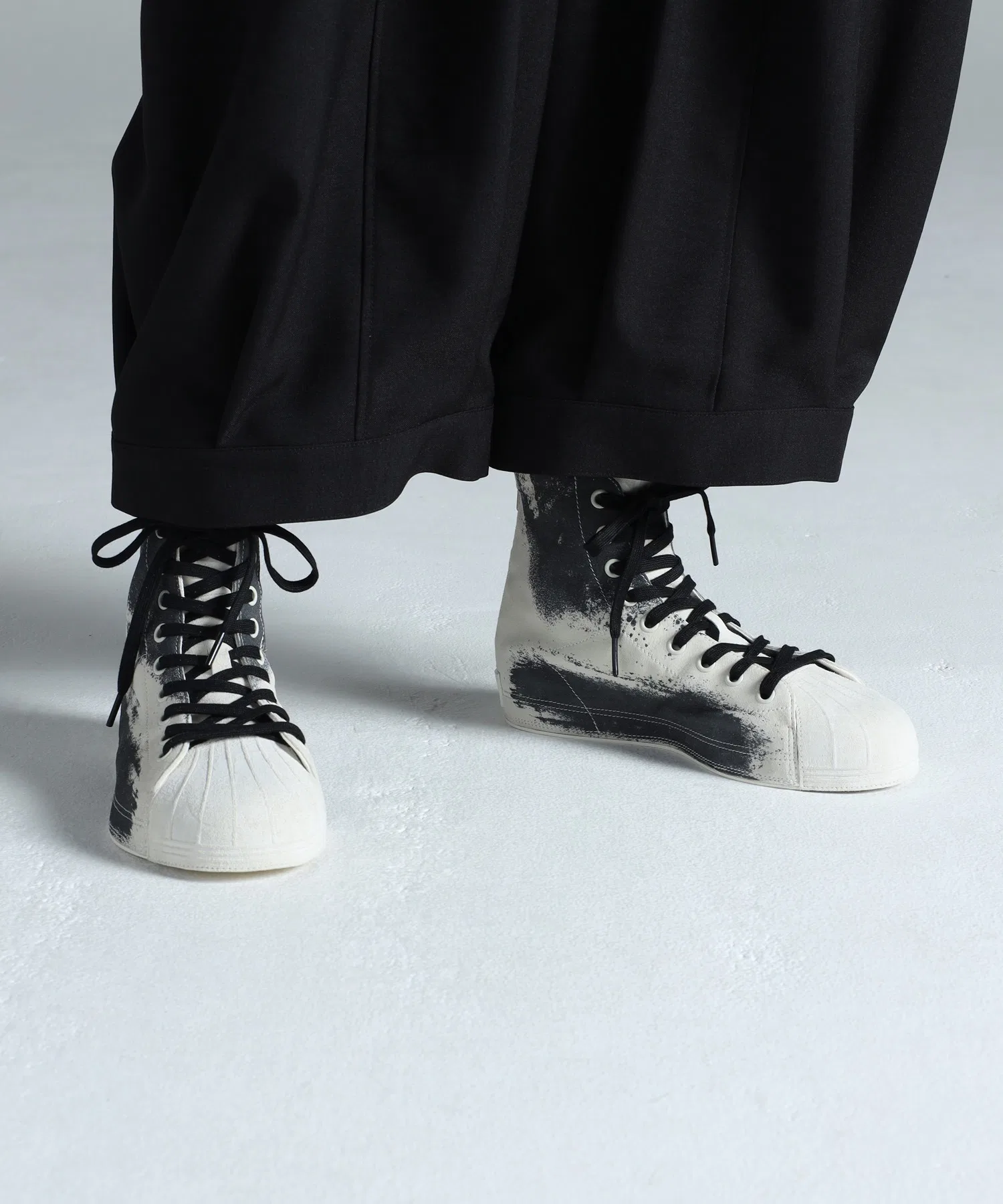 Унисекс высокие кроссовки из замши Y-3 NIZZASTAR HI белые — фото 2