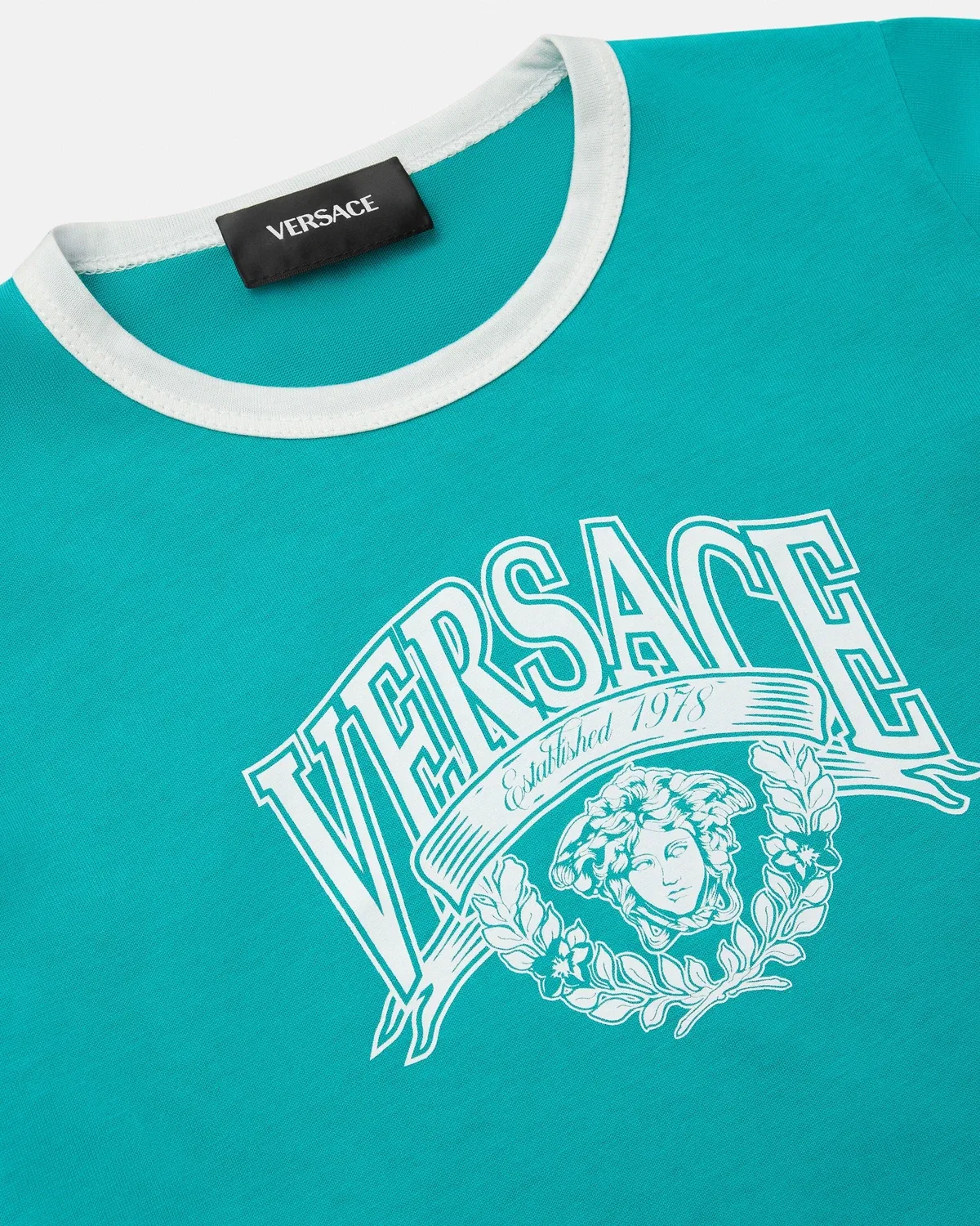 Детская футболка из хлопкового джерси с принтом VERSACE, зеленый — фото 4