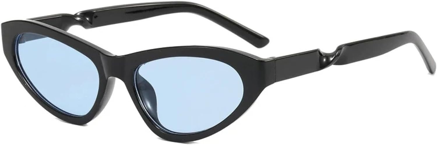 

Солнцезащитные очки в стиле панк с закрученными ножками и кошачьим глазом для женщин и мужчин, для вождения и путешествий, с защитой от УФ-излучения UV400 TKKTLLT, Black Blue