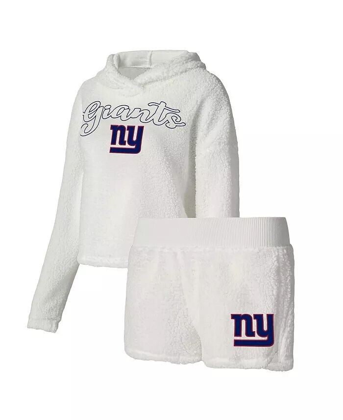 

Женский комплект для сна из пушистого пуловера New York Giants белого цвета и шорт Concepts Sport, белый