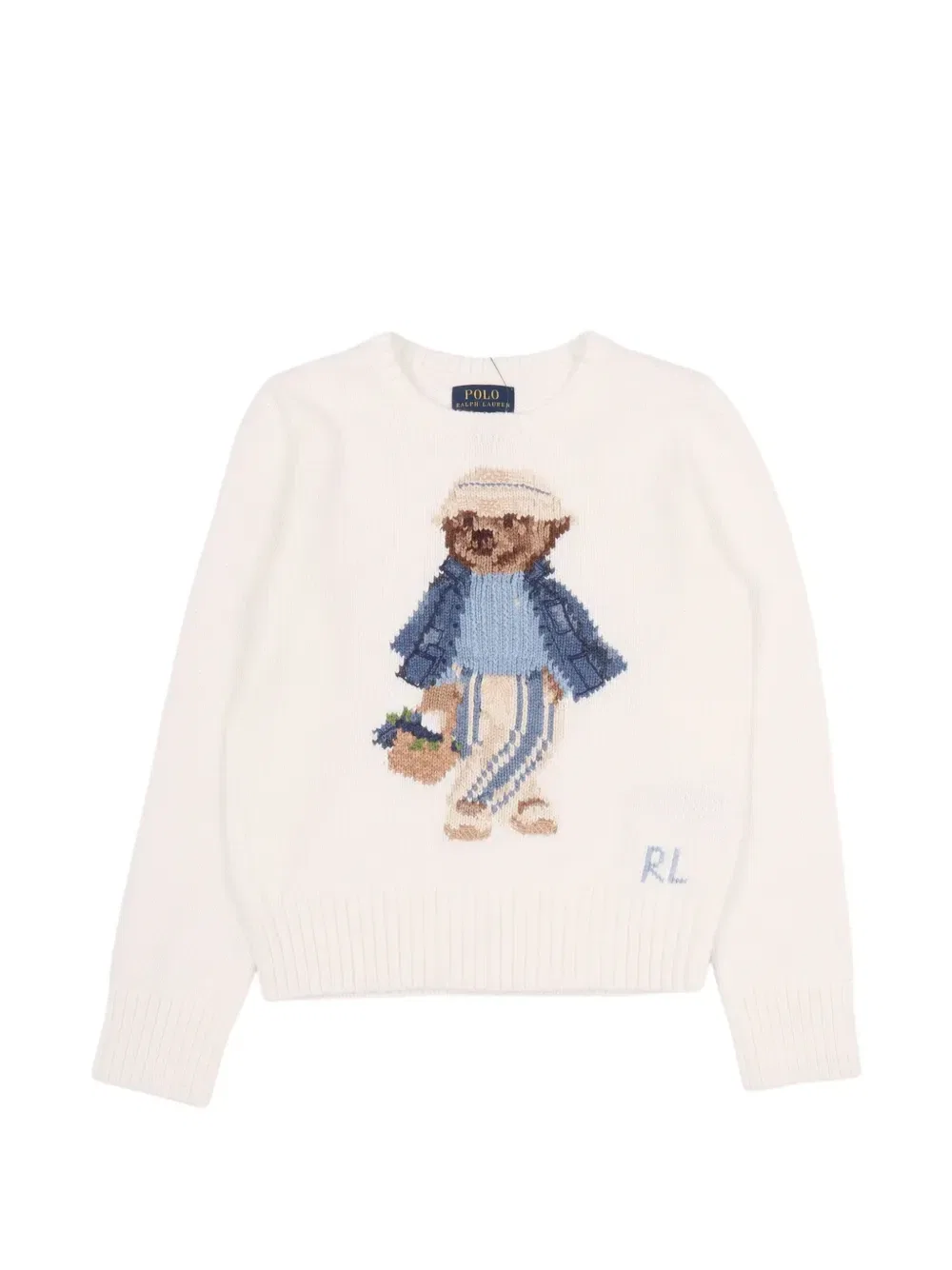 Свитер с интарсией Polo Bear Polo Ralph Lauren Kids, белый