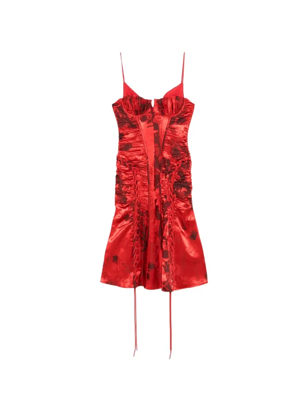 Платье на шнуровке с цветочным принтом Alexander McQueen, красный
