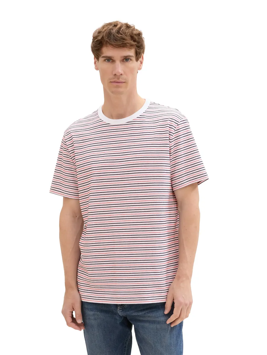 

Футболка TOM TAILOR в полоску, цвет Navy Orange White Multi Stripe