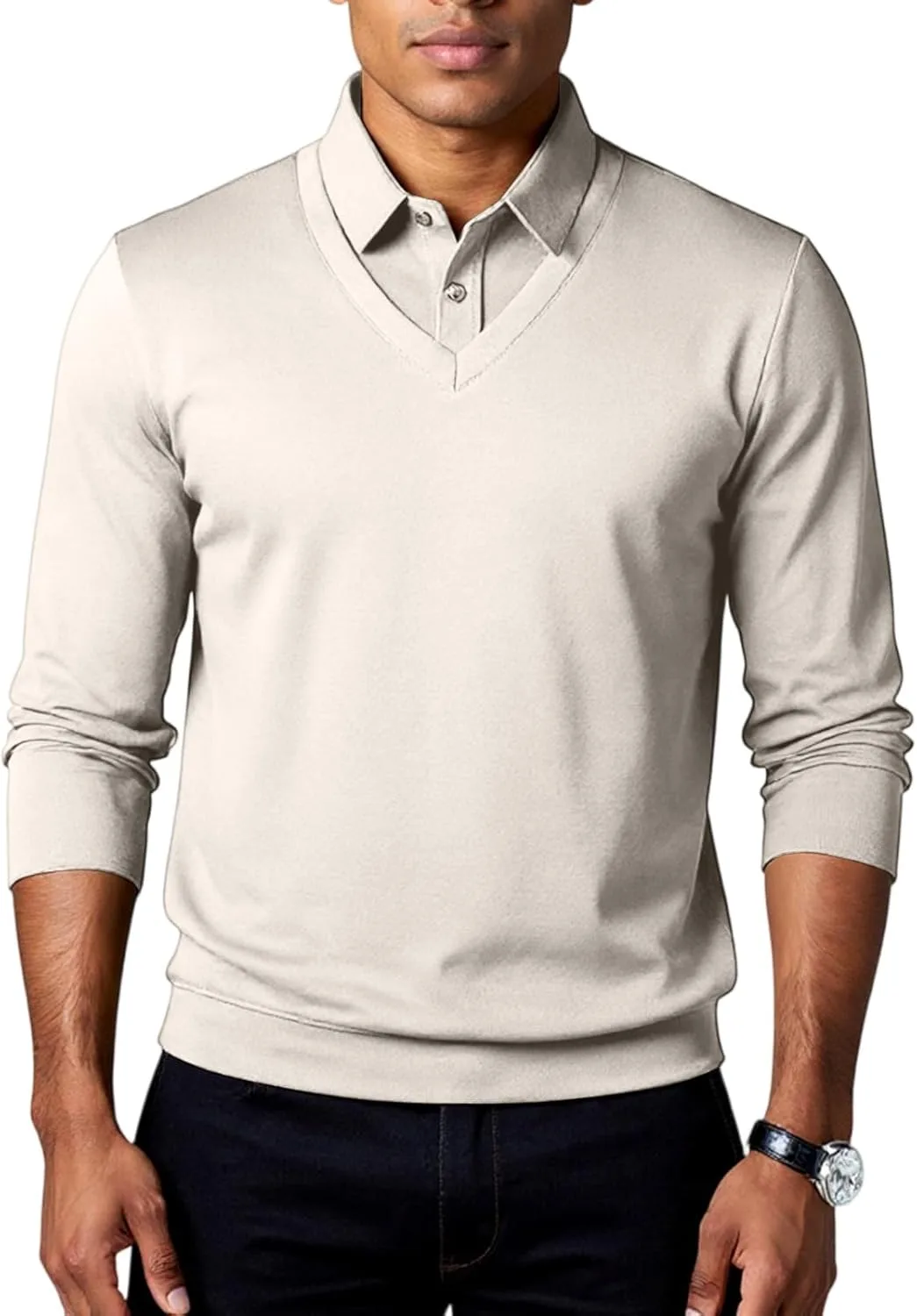 

Мужская классическая поло с длинным рукавом FQZWONG