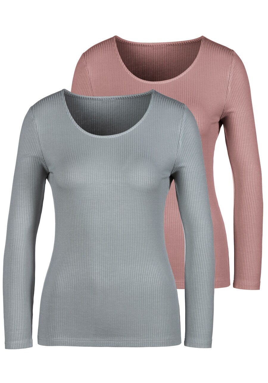

Лонгслив Lascana, цвет Smoke Grey/Rose