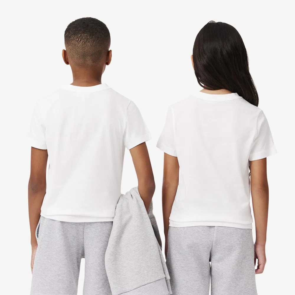 Детская базовая футболка с коротким рукавом белая от Lacoste — фото 3