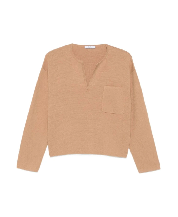 

Свитер верблюжьего цвета с отложным воротником Max Mara, коричневый