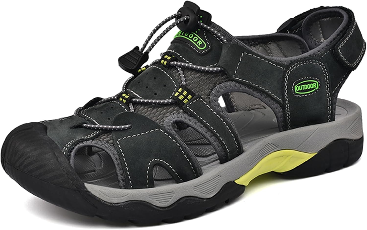 

Мужские туристические сандалии Abborora, закрытые носки, кожаные прогулочные сандалии для активного отдыха, водонепроницаемые, противоскользящие, повседневные сандалии, обувь для воды, серый