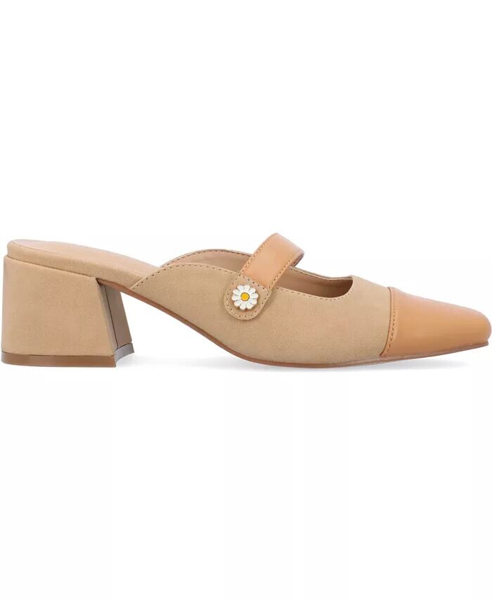 Женские мюли Dalla Block Heel Mary Jane Journee Collection, коричневый/бежевый — фото 2