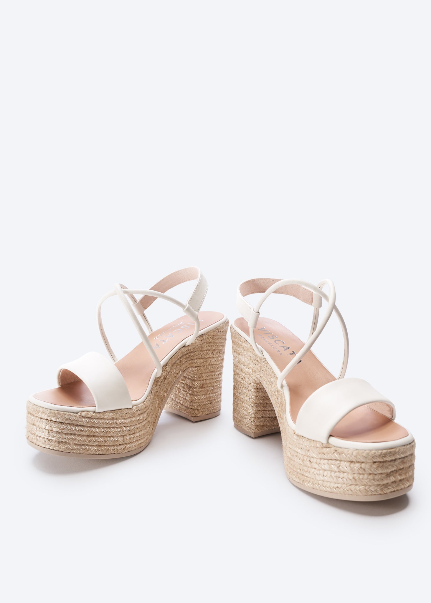 Elia Leather Espadrille Sandal Heels Viscata, слоновая кость — фото 2