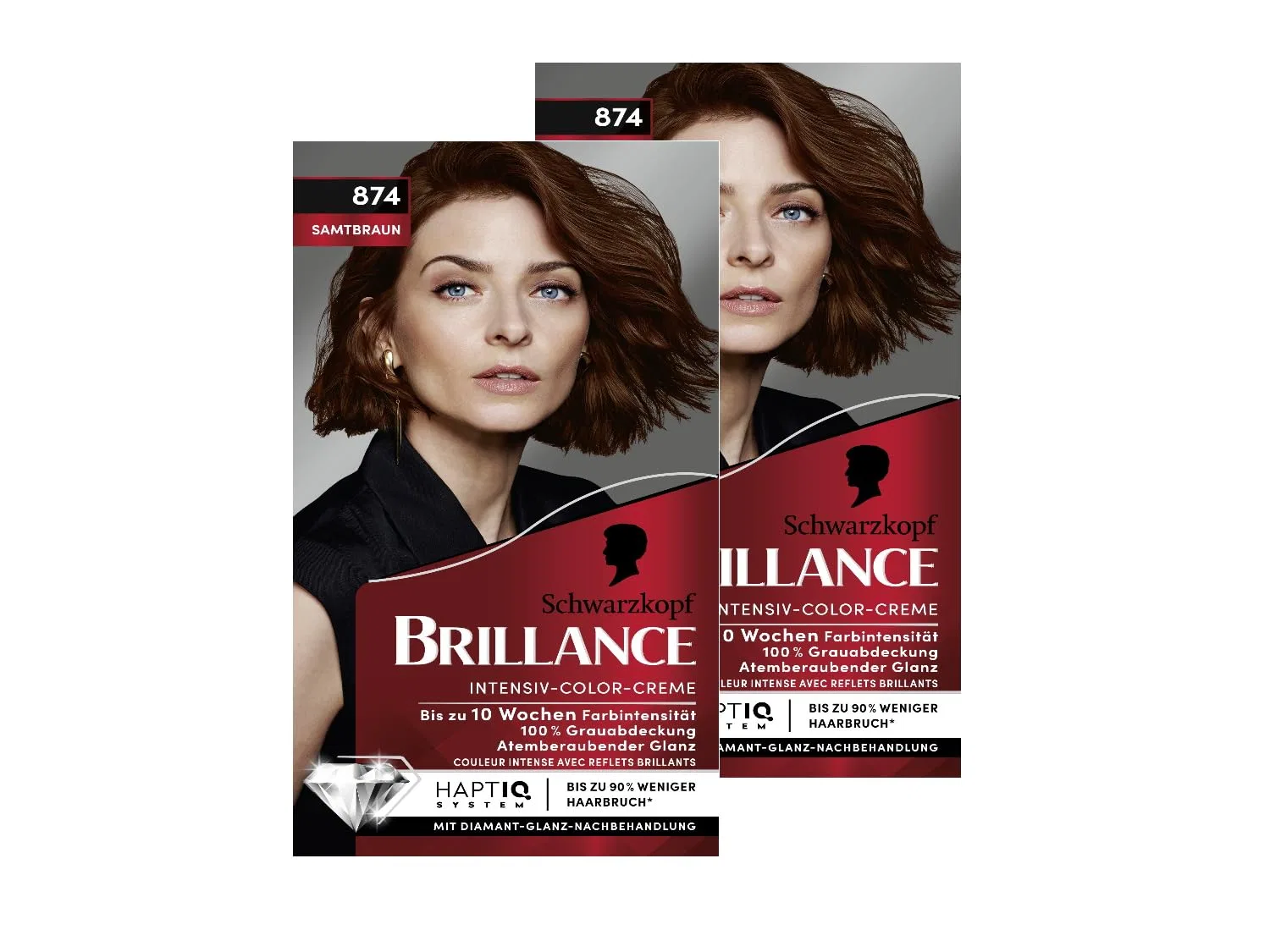 Стойкая крем-краска для волос Brillance Intensive Colour Cream 874 Velvet Brown, 2 x 160 мл Brillance