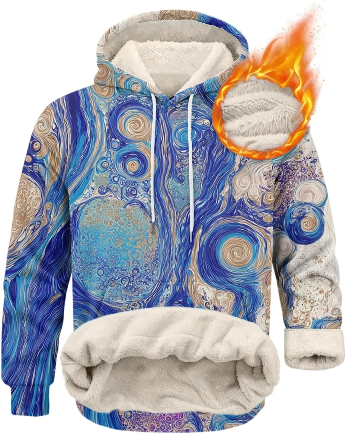 

Толстовка мужская Sherpa Lined с принтом и капюшоном на шнурке FQZWONG