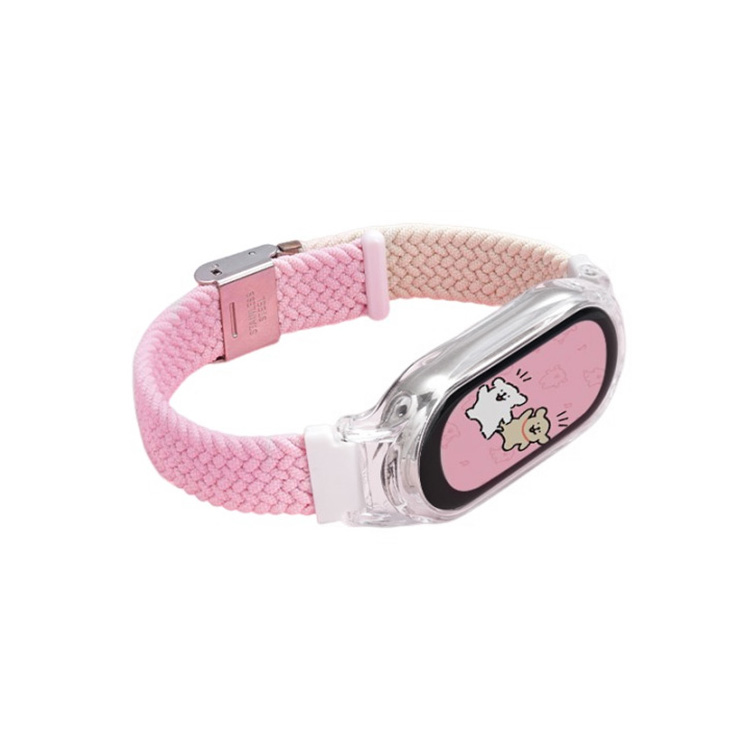 

IBOANN Часы Strap Xiaomi Compatibility Nylon Material 280mm, Snap Button Nylon-Starlight & Pink Sand