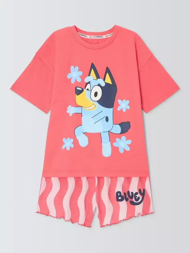 Детский пижамный комплект Bluey с короткими штанинами, цвет выгоревший коралловый Brand Threads — фото 3