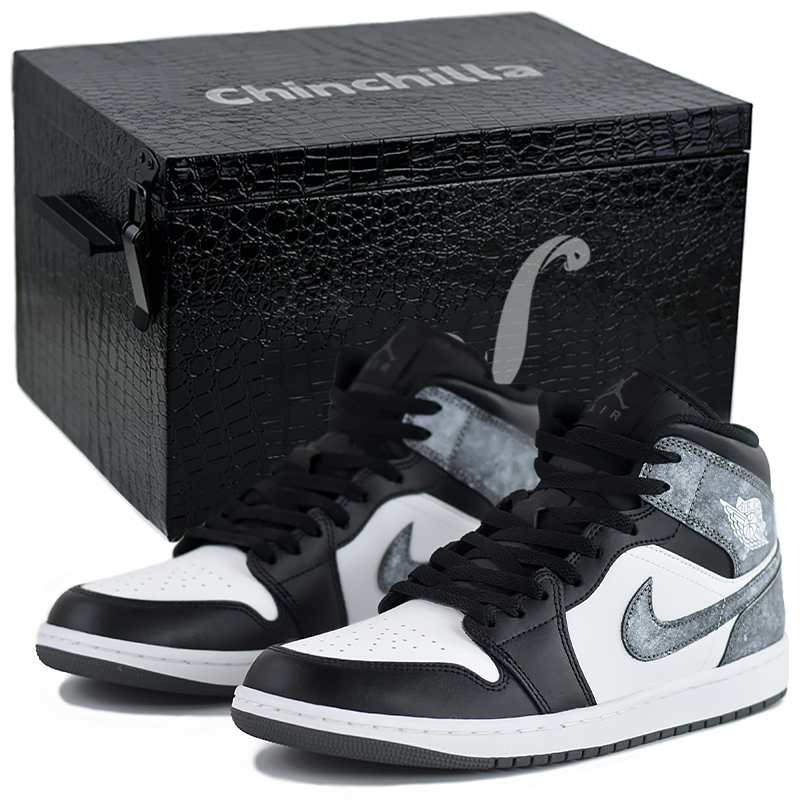 

Jordan Винтажные баскетбольные кроссовки Air 1 Mid Top унисекс черно-белые в подарочной коробке, цвет Black White-Gift Box 07