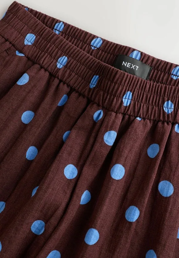 Высокие брюки на резинке с очень широкими штанинами Next, Chocolate Brown Blue Spot — фото 2