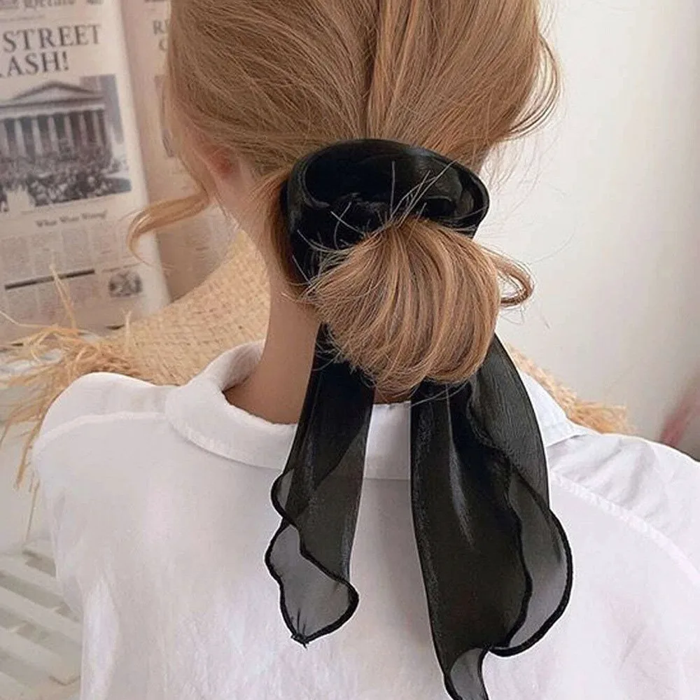 Прозрачная атласная резинка для волос в корейском стиле. Miniministore, black