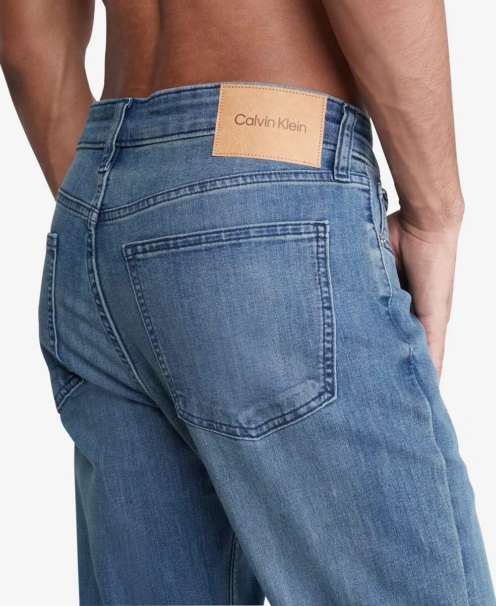 Джинсы, Slim High Stretch, Calvin Klein, Голубой — фото 3