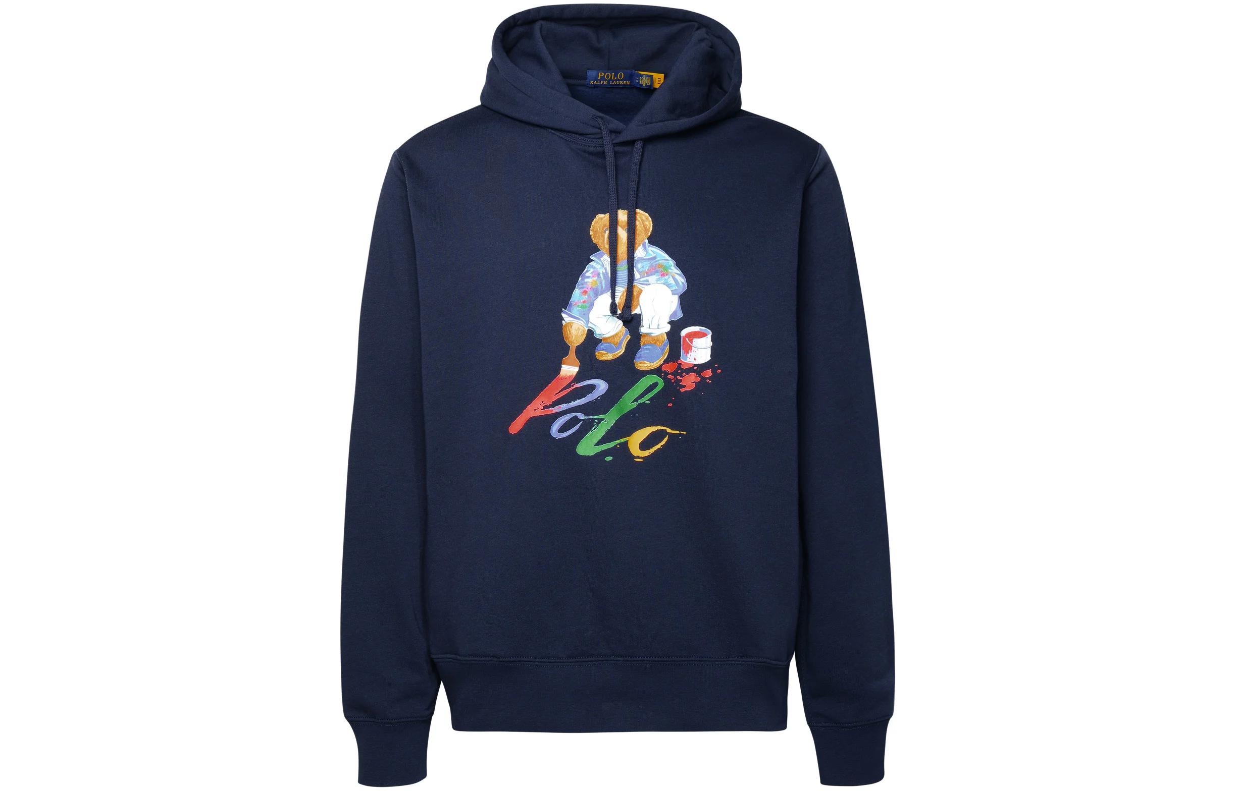 

Толстовка с принтом медведя на шнурке Polo Ralph Lauren, синий