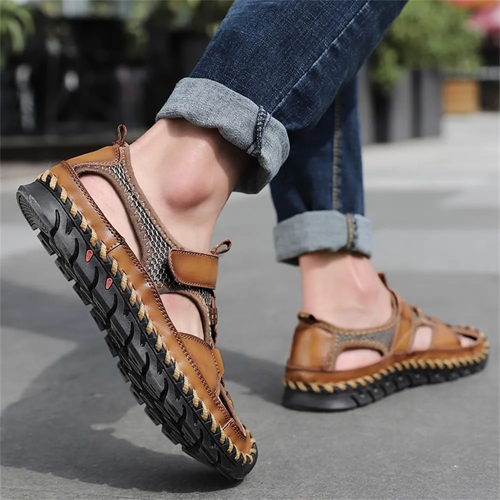 Men's Outdoor Sports Сандалии Summer Handmade Leather Сандалии Casual Beach Fisherman Shoes Abborora, светло-коричневый — фото 4