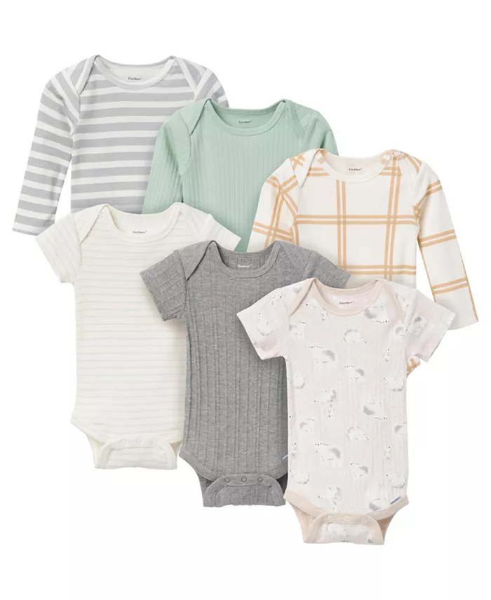 

Baby Neutral 6-Pack Onesies Bodysuits Gerber, серый