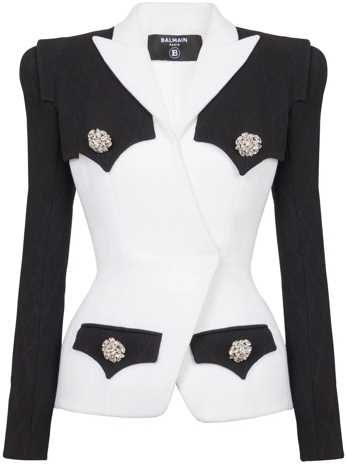 Креповый пиджак 4-Button Balmain, черный/белый