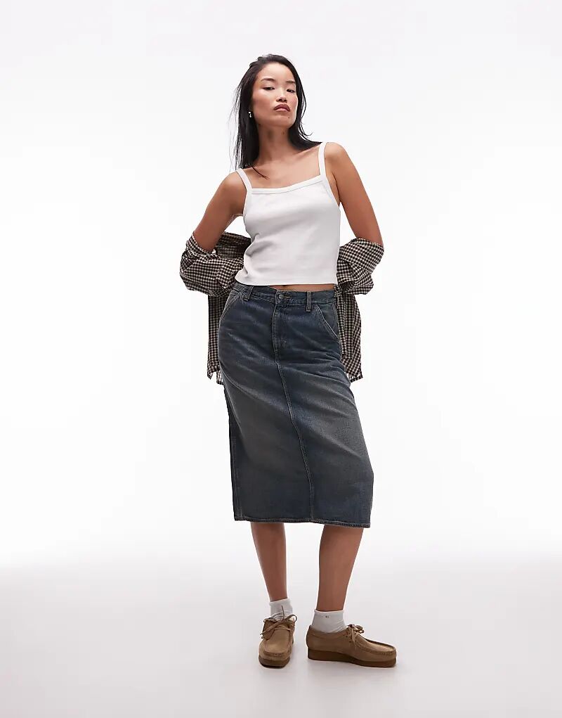 

Юбка миди из денима Carhartt WIP длиной до колена в винтажном синем цвете