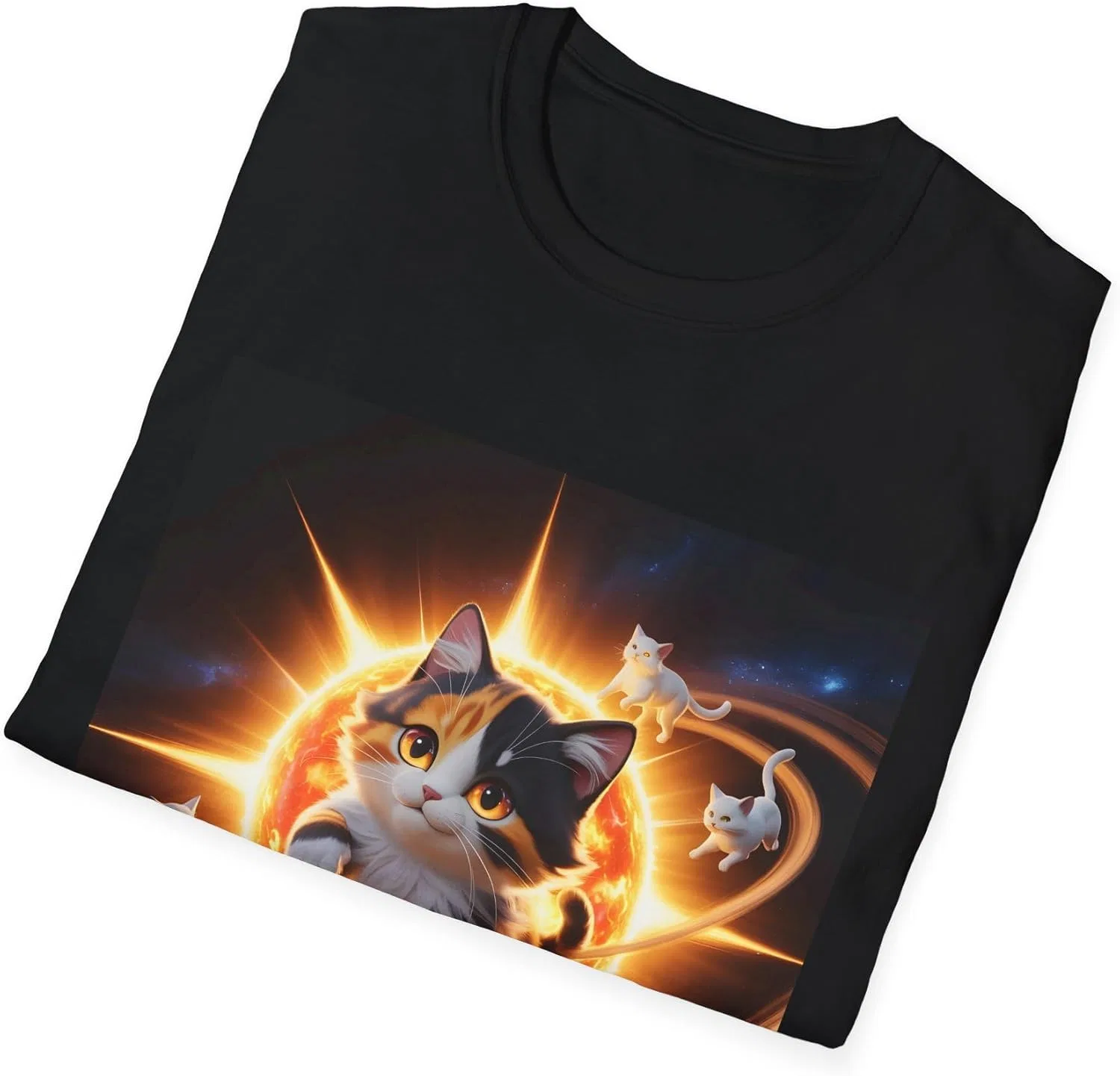 Футболка Galactic Cat Orb с космическим котом и солнечными кольцами GENERIC, черный — фото 4