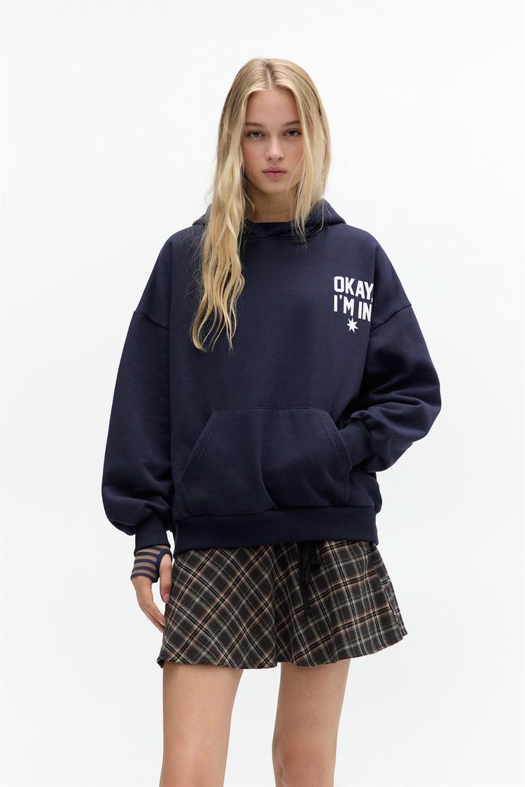 

Толстовка с капюшоном Pull And Bear, синий