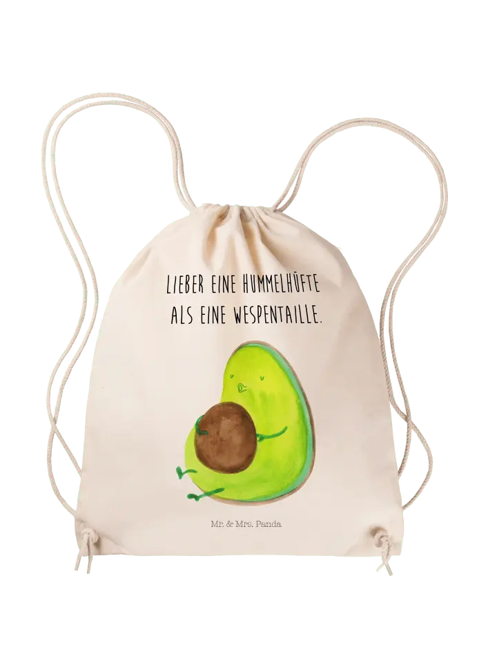 

Спортивная сумка Mr & Mrs Panda Sportbeutel Avocado Pfeifen, кремовый