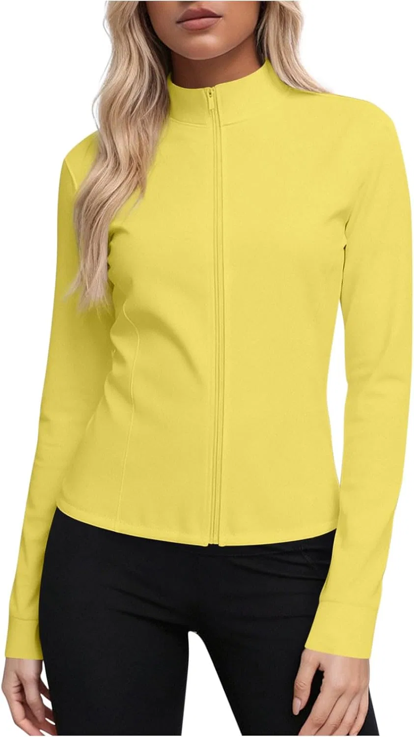 Женская ветровка с защитой UPF 50+, Full Zip, Stand Collar, желтая