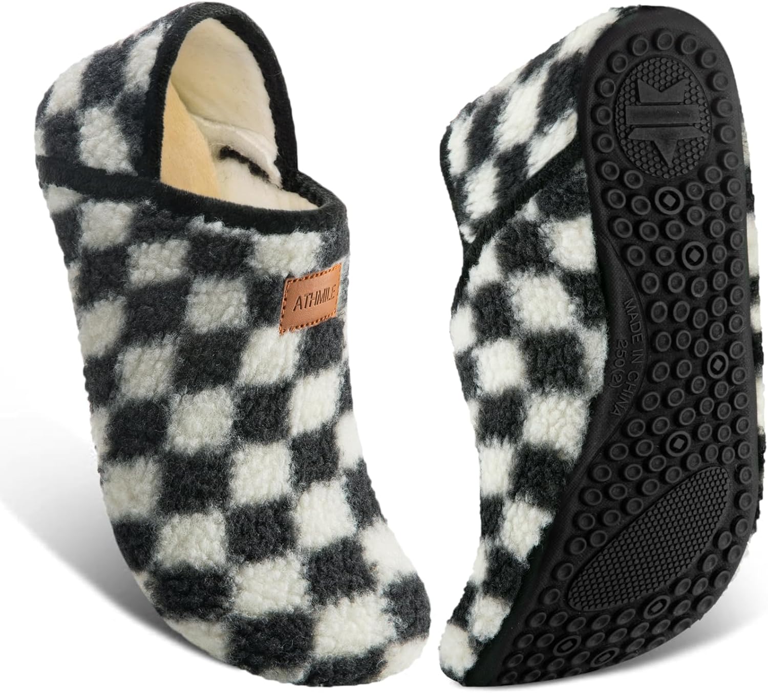 

Домашние тапочки ATHMILE для женщин и мужчин, для носки, в виде носков, пушистые, с удобной подошвой, уютные, для дома, спальни, путешествий и йоги, черный