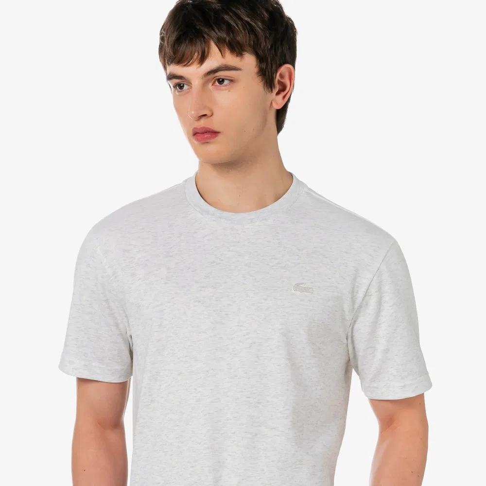 Мужская базовая футболка меланжевого серого цвета от Lacoste — фото 2