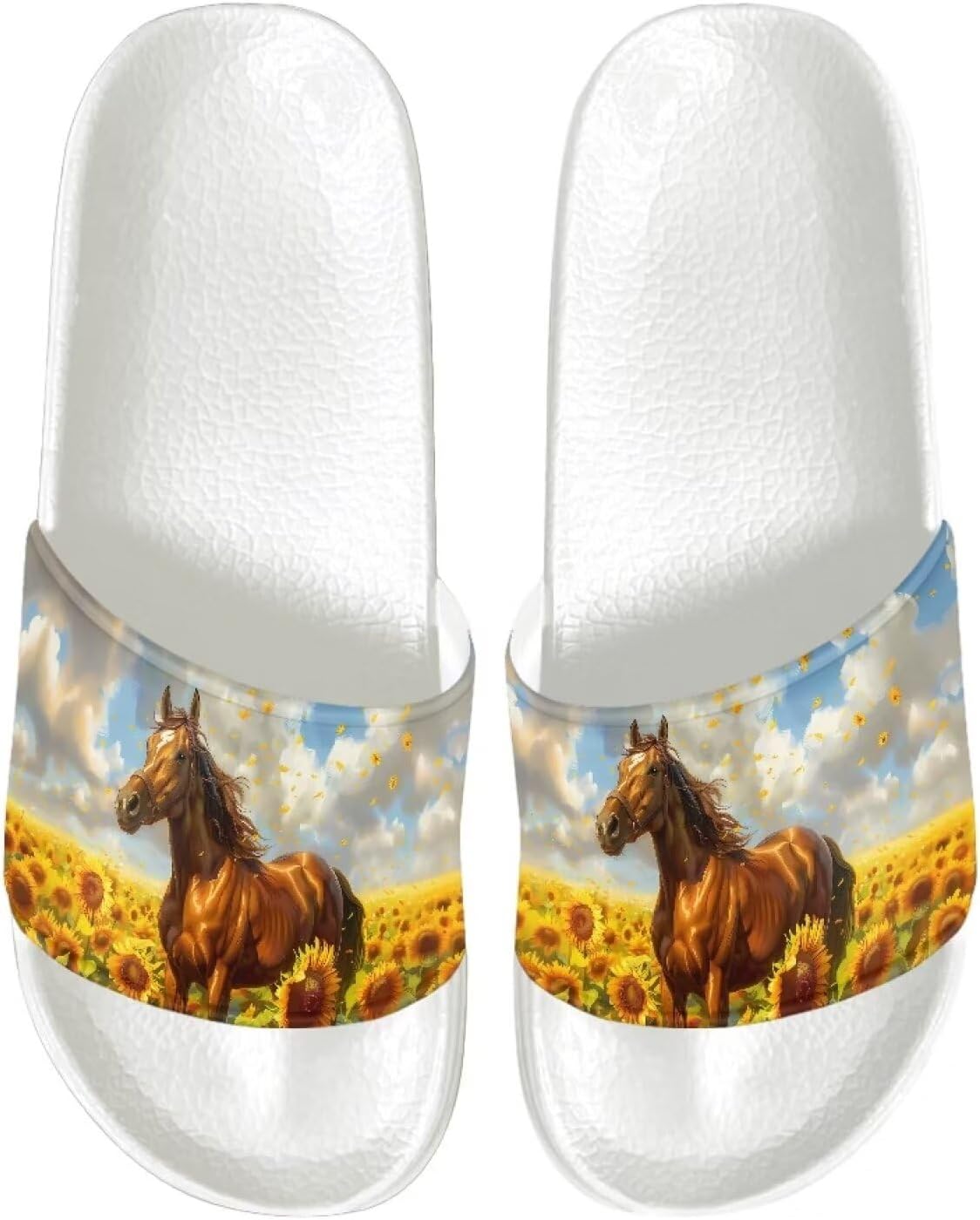 

Тапочки для женщин и мужчин, нескользящие, быстро сохнущие, для душа, сандалии для ванной Judentidos, Sunflower Horse