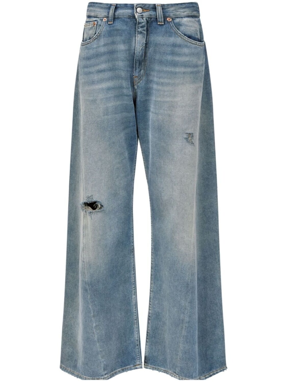 

MM6 Maison Margiela широкие джинсы с эффектом потертости, синий