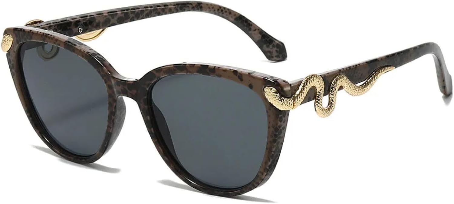 

Винтажные солнцезащитные очки «Кошачий глаз» с золотистым змеиным принтом для женщин и мужчин в стиле панк, популярные и сексуальные, с защитой от УФ-излучения UV400 TYUVIVO, Snake Black